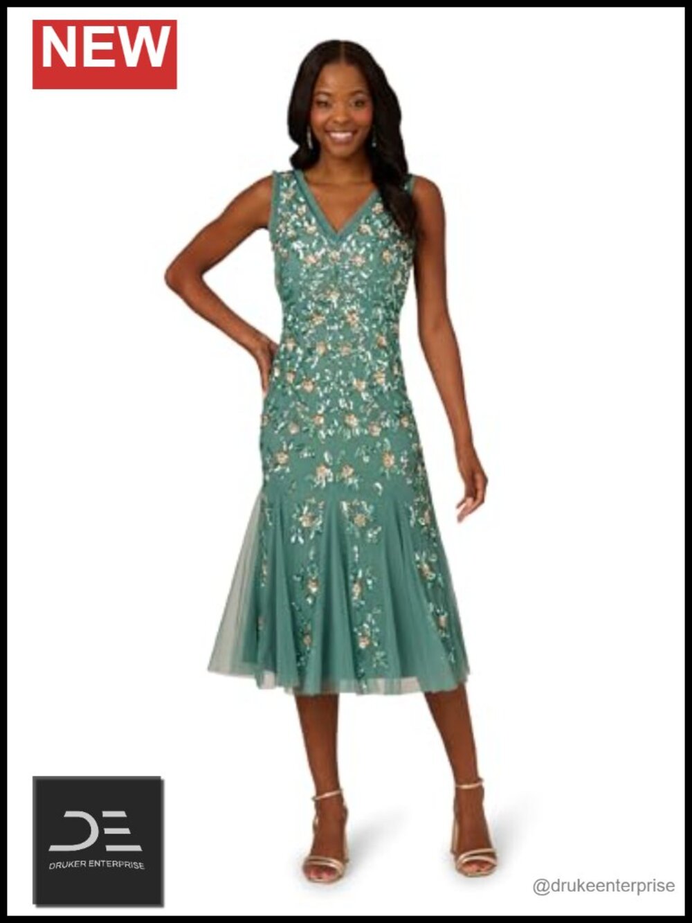 Ruffle Bead Mermaid Ankle Dress Formal Wedding Evening